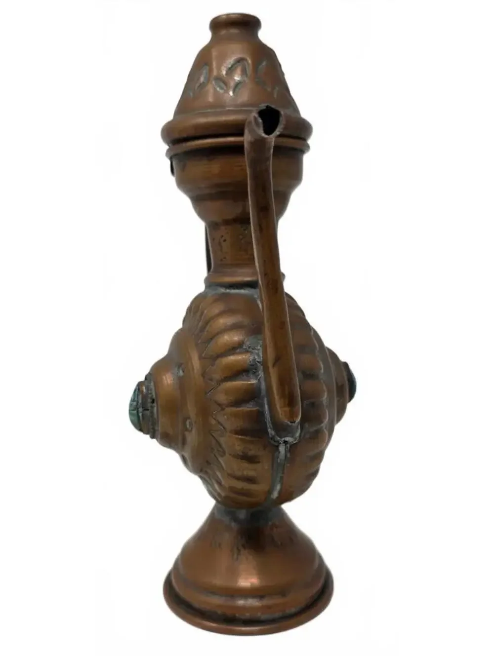 Vintage Egyptian Copper Scarab Coffee Pot Handmade Ewer 7.75 Inch